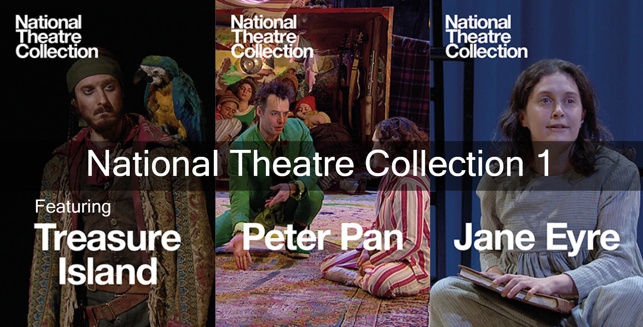 Posters for Treasure Island, Peter Pan, and Jane Eyre